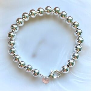 Sterling Silver 8mm Beaded Bracelet - Shiny Silver Women’s Bracelet
